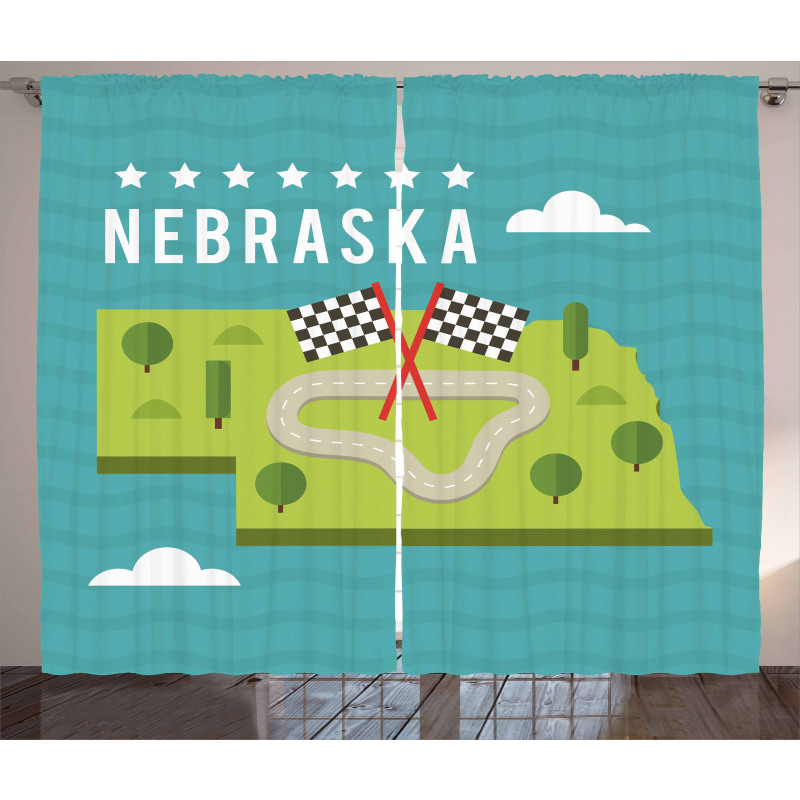 Map of Nebraska State Curtain