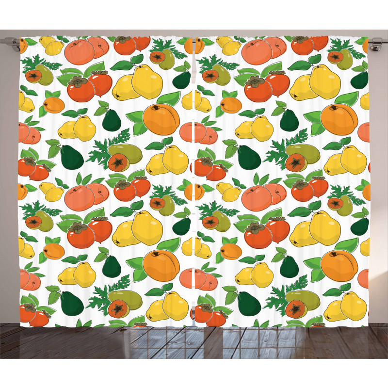 Fresh Fruits Colorful Curtain