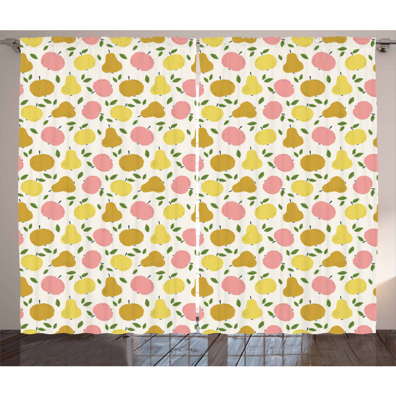 Pastel Graphic Apple Pear Curtain