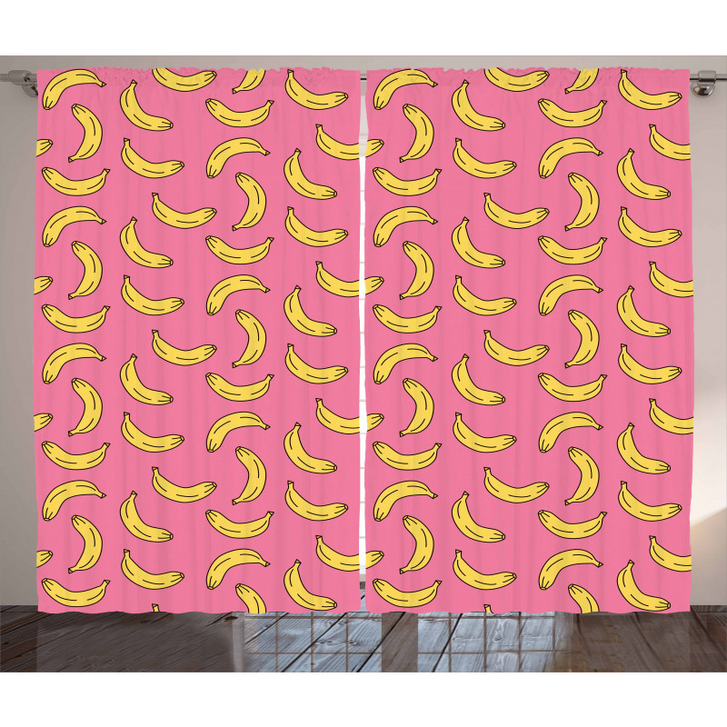 Cartoon Style Bananas Curtain