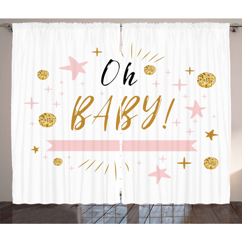 Calligraphy Stars Dots Curtain