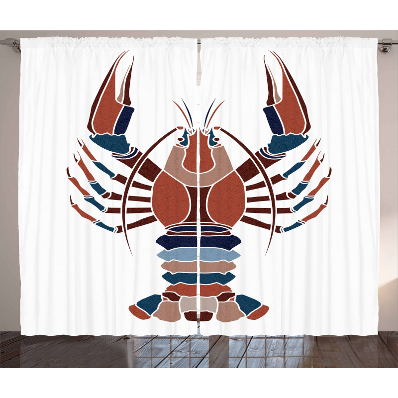 Abstract Crayfish Print Curtain