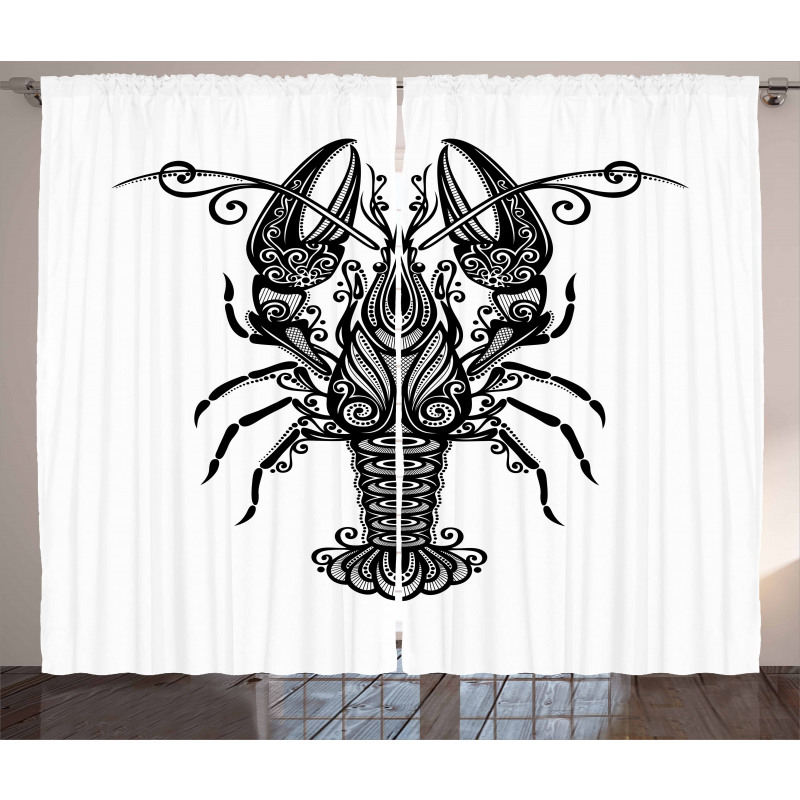 Curvy Ornament Lobster Curtain