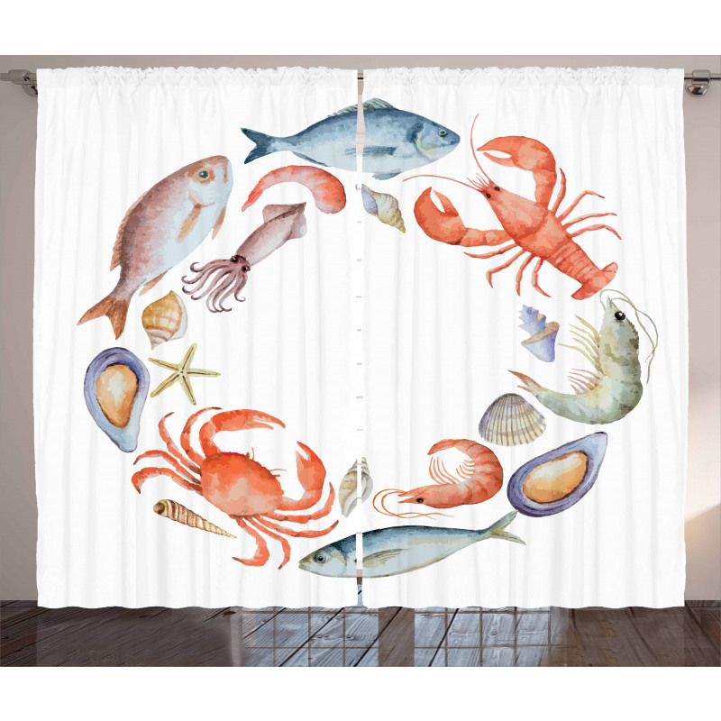 Aquarelle Tasty Seafood Curtain