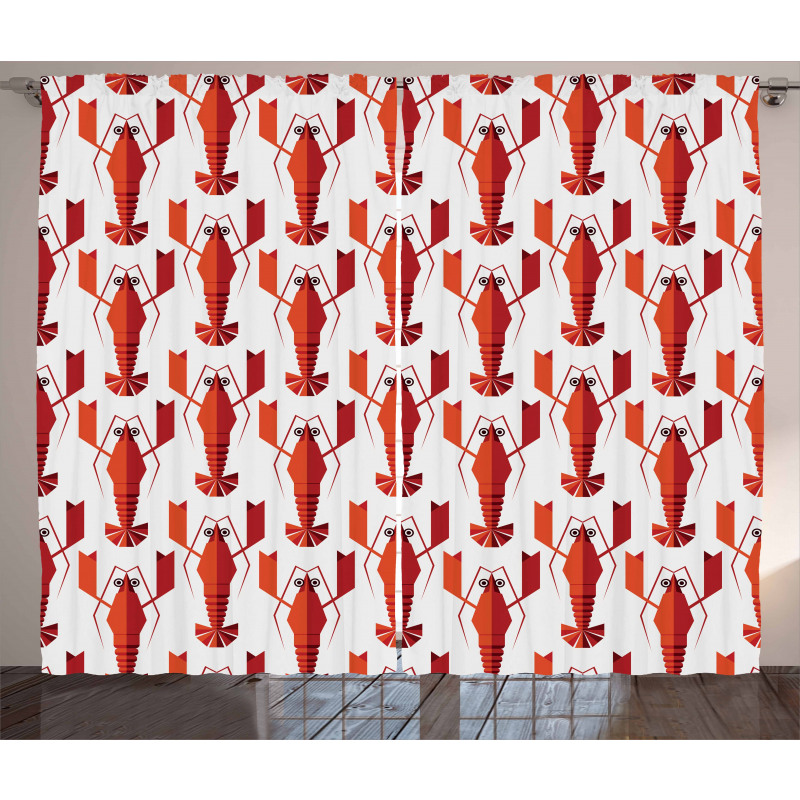 Geometric Lobsters Graphic Curtain