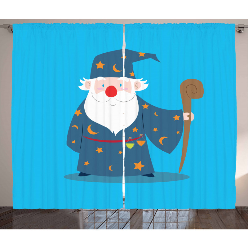 Old Man with Magic Staff Curtain