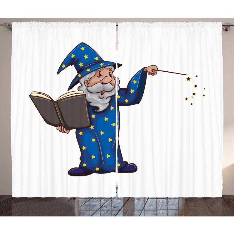 Sorcerer Man Book Spell Curtain