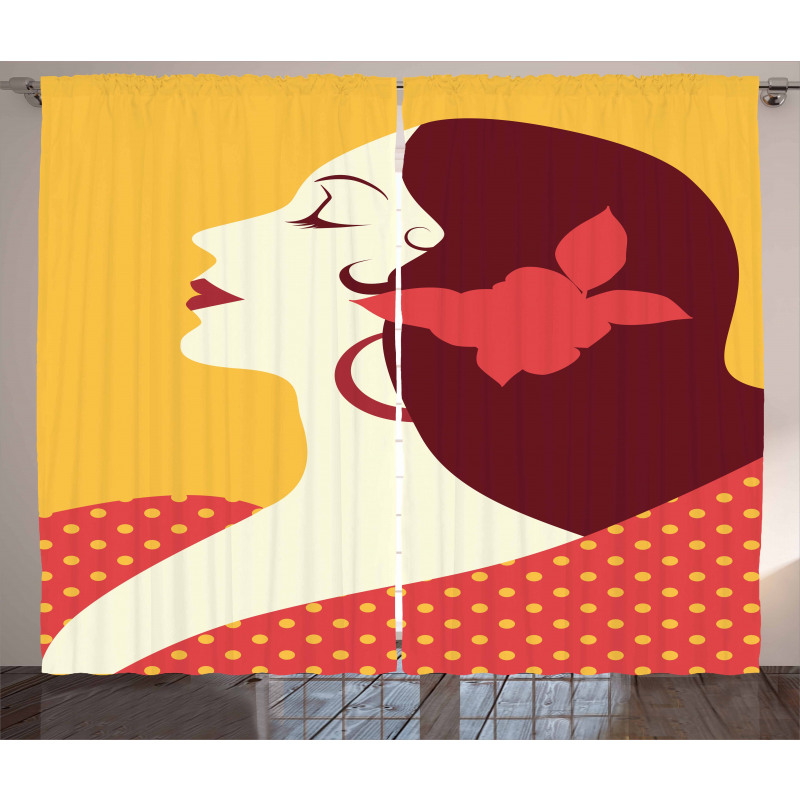 Retro Flamenco Woman Curtain