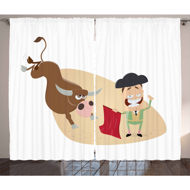 Cartoon Matador Bull Curtain