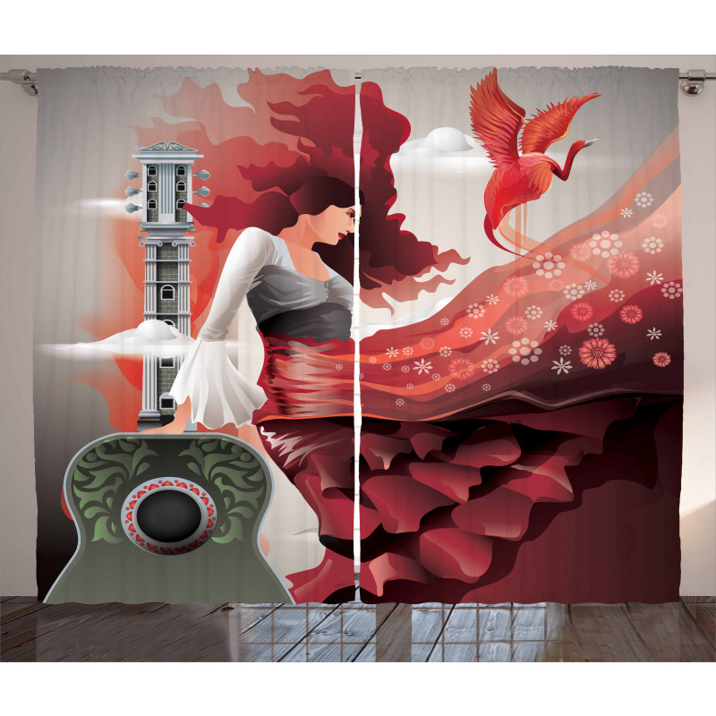 Flamenco Dancer Lady Curtain