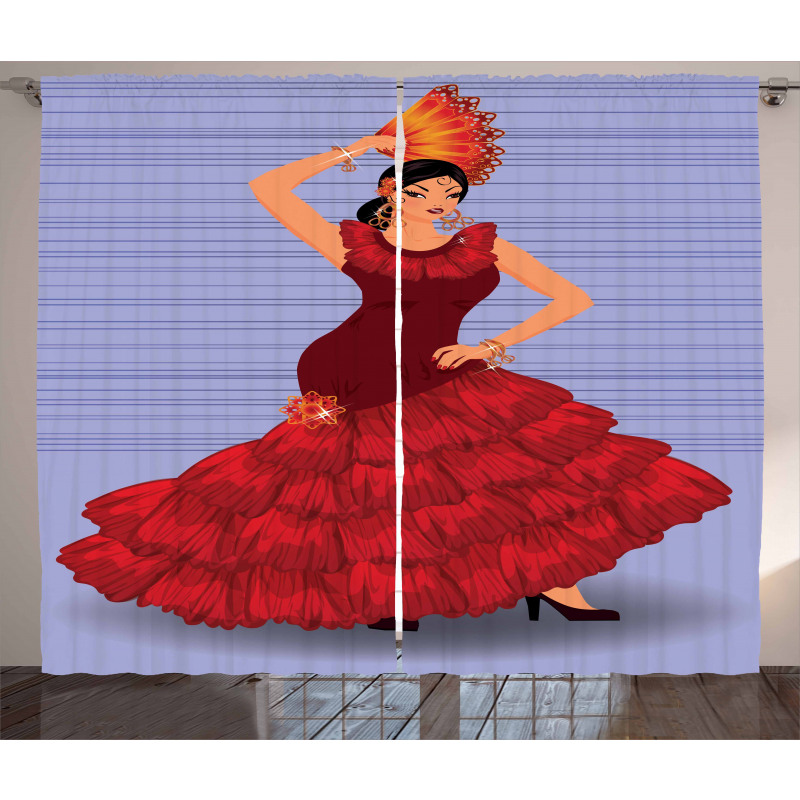 Dance Pose Spanish Lady Curtain