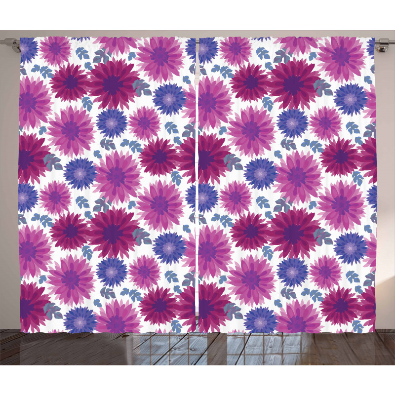 Blooming Fall Flowers Curtain