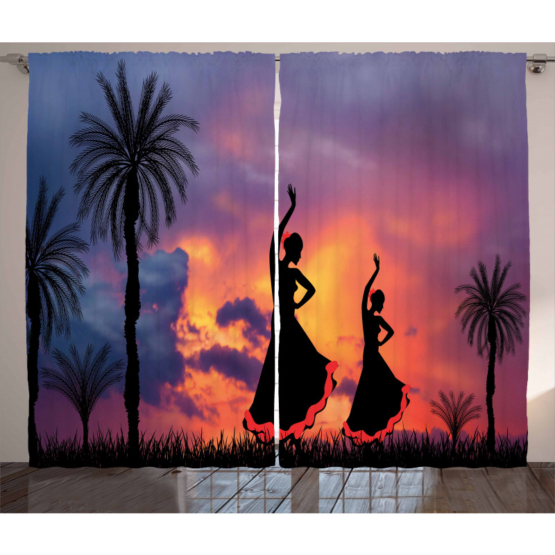 Girls Dancing Flamenco Curtain