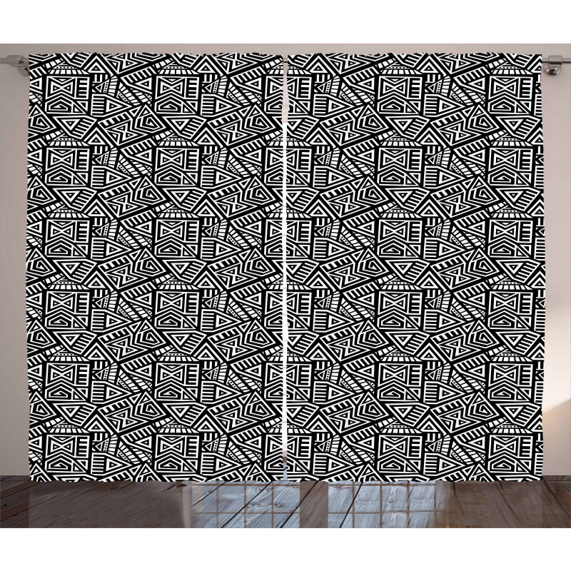 Boho Folk Geometric Maze Curtain