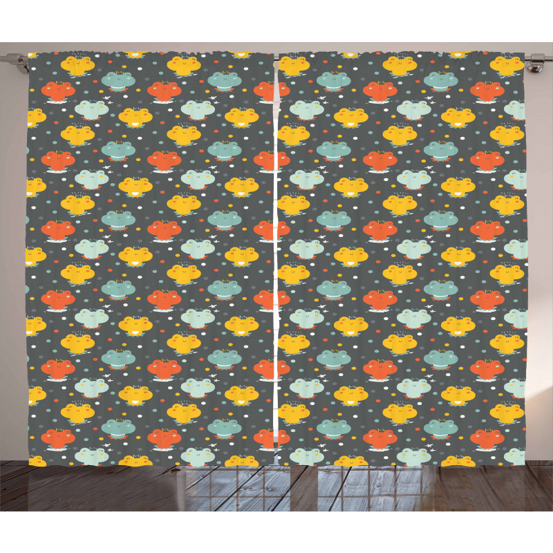 Cartoon Colorful Frogs Curtain