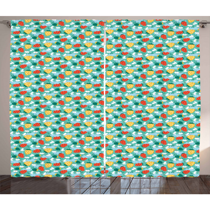 Doodle Fruit Pattern Curtain