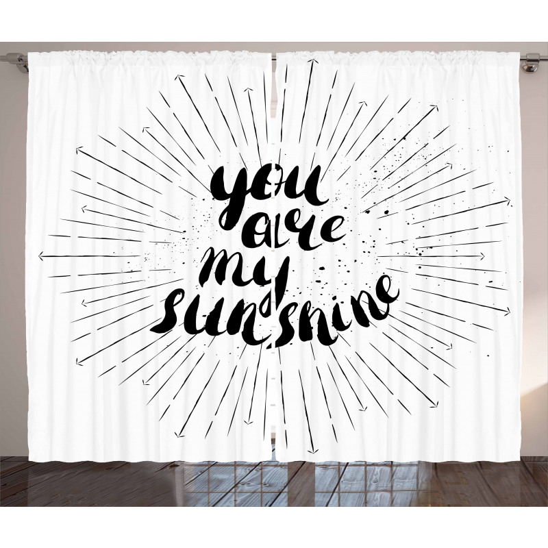 Monochrome Love Slogan Curtain