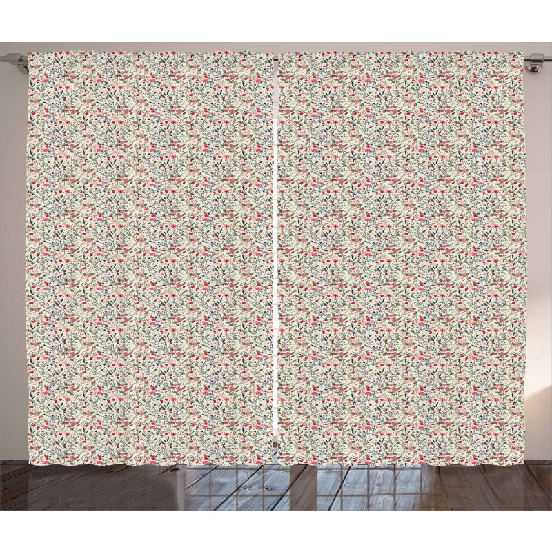 Blooming Rose Tulip Daisy Curtain