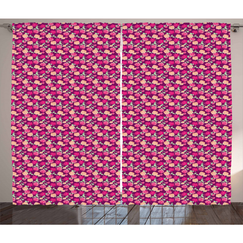 Blossoming Romantic Flowers Curtain
