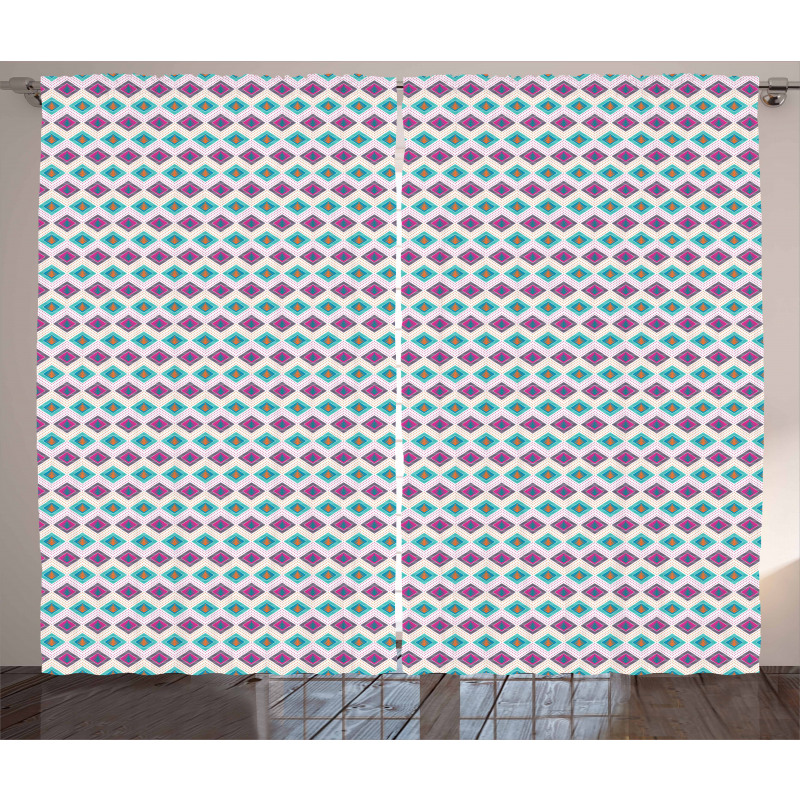 Abstract Geometric Folk Curtain