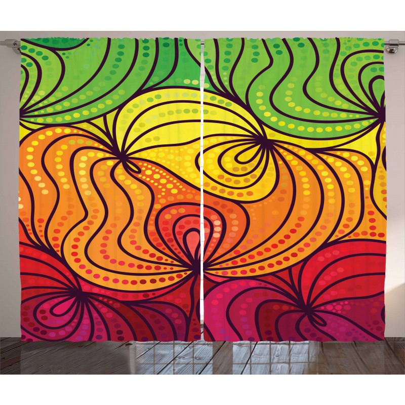 Colorful Tangled Lines Curtain
