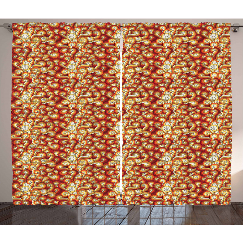Funky Retro Waves Colorful Curtain