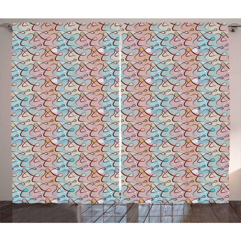 Soft Colored Tangled Lines Curtain