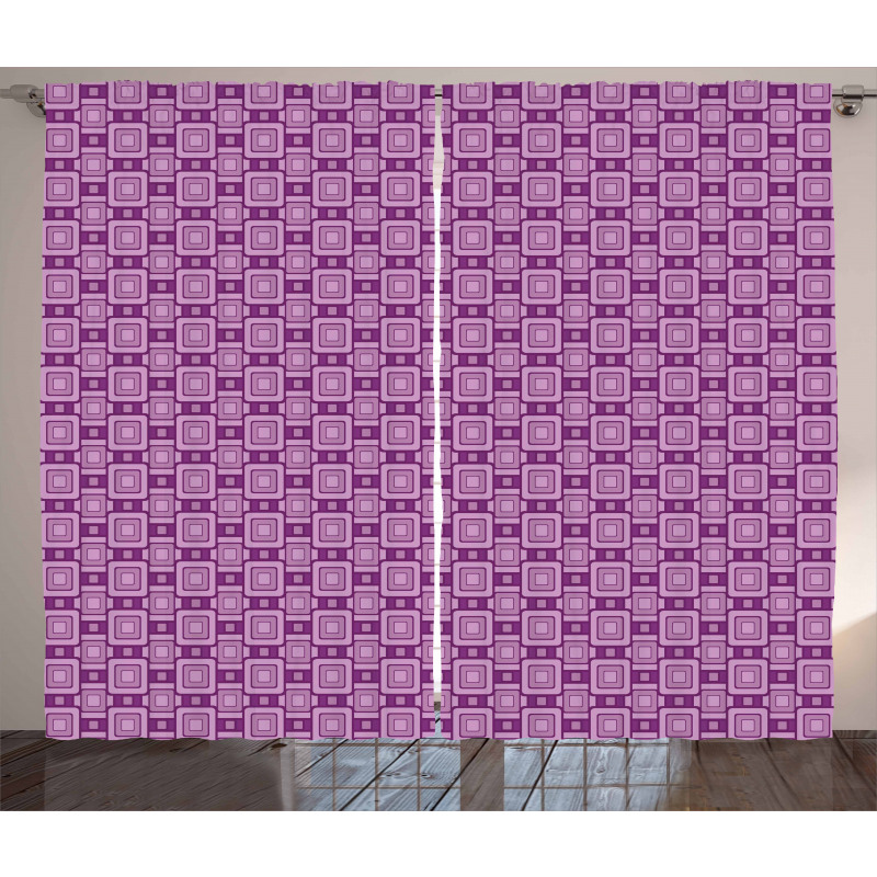 Retro Geometric Tile Curtain