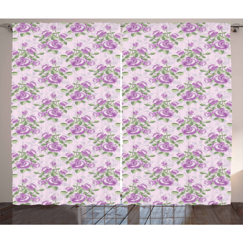 Shabby Rose Blossoms Curtain