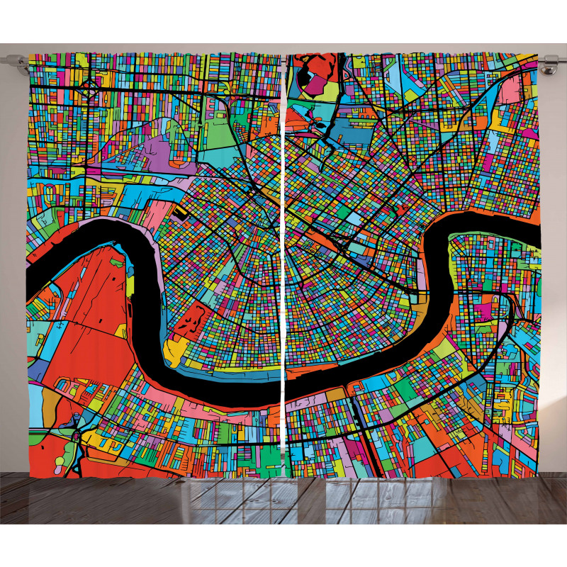 Colorful City Map Curtain