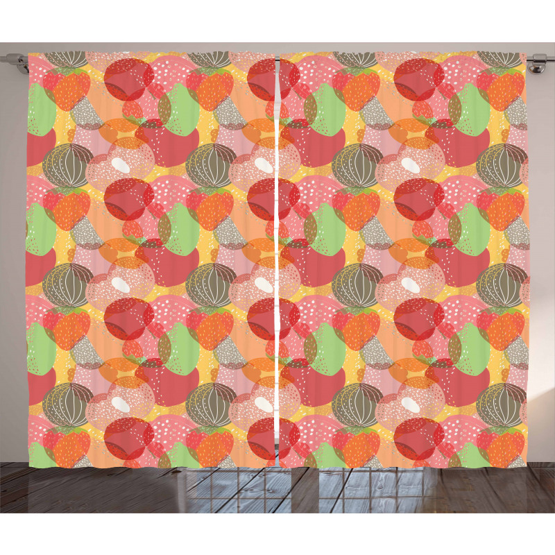 Jumbled Summer Fruits Curtain