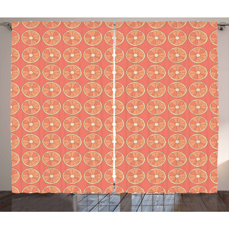 Retro Grapefruit Dot Curtain