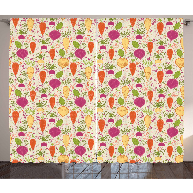 Doodle Root Vegetable Curtain