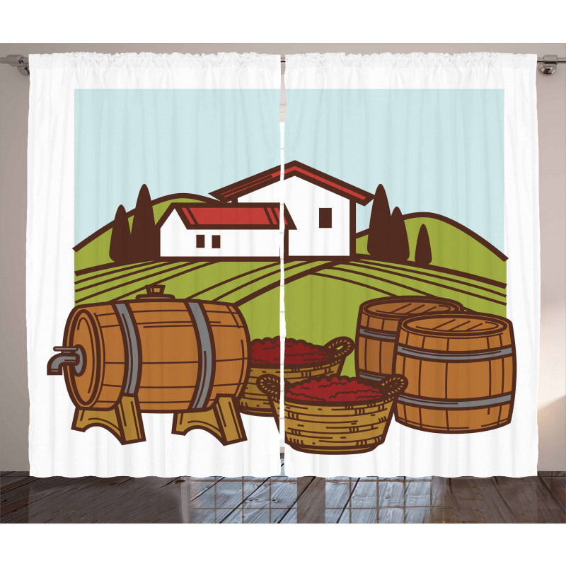 Retro Vineyard Harvest Curtain