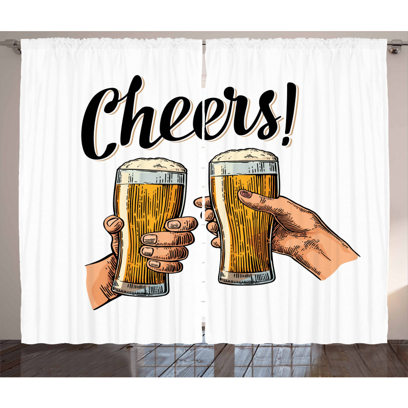 2 Hands Beer Cheers Curtain
