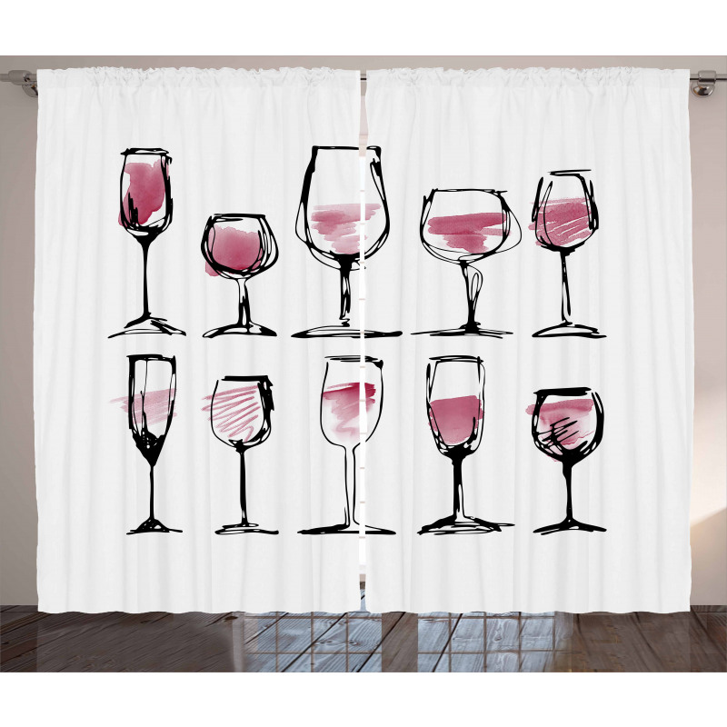 Sketch Wine Glasses Curtain