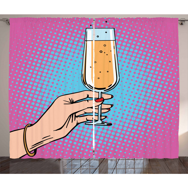 Pop Art Comic Champagne Curtain