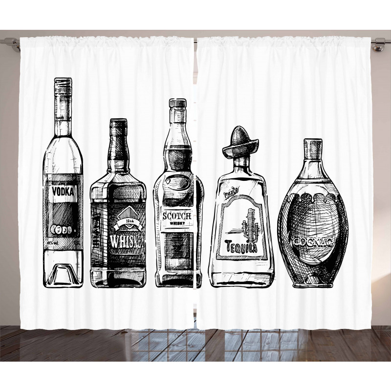 Ink Drawing Beverages Curtain