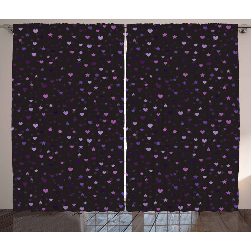Colorful Hearts Spots Curtain