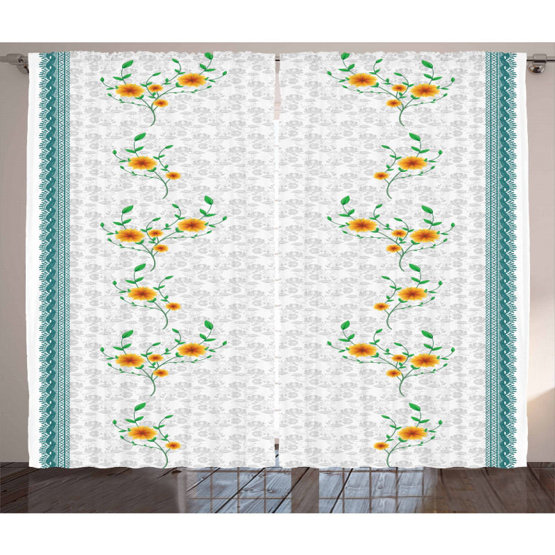 Spring Flowers on Curls Curtain