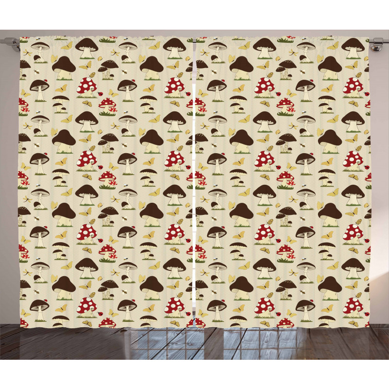 Wild Forest Bees Dots Curtain