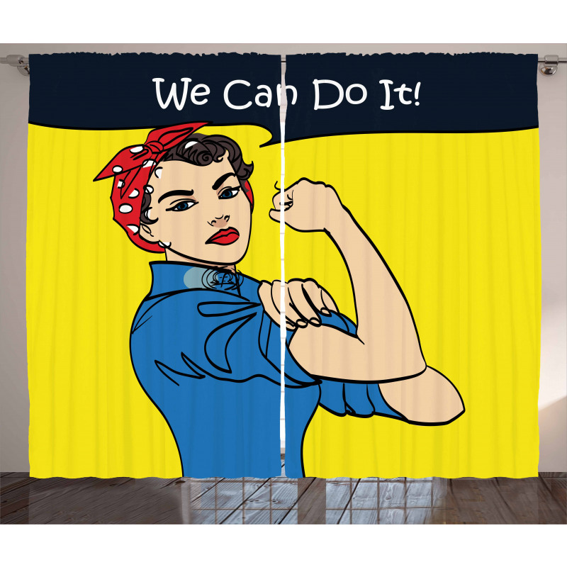 We Can Do It Woman Curtain