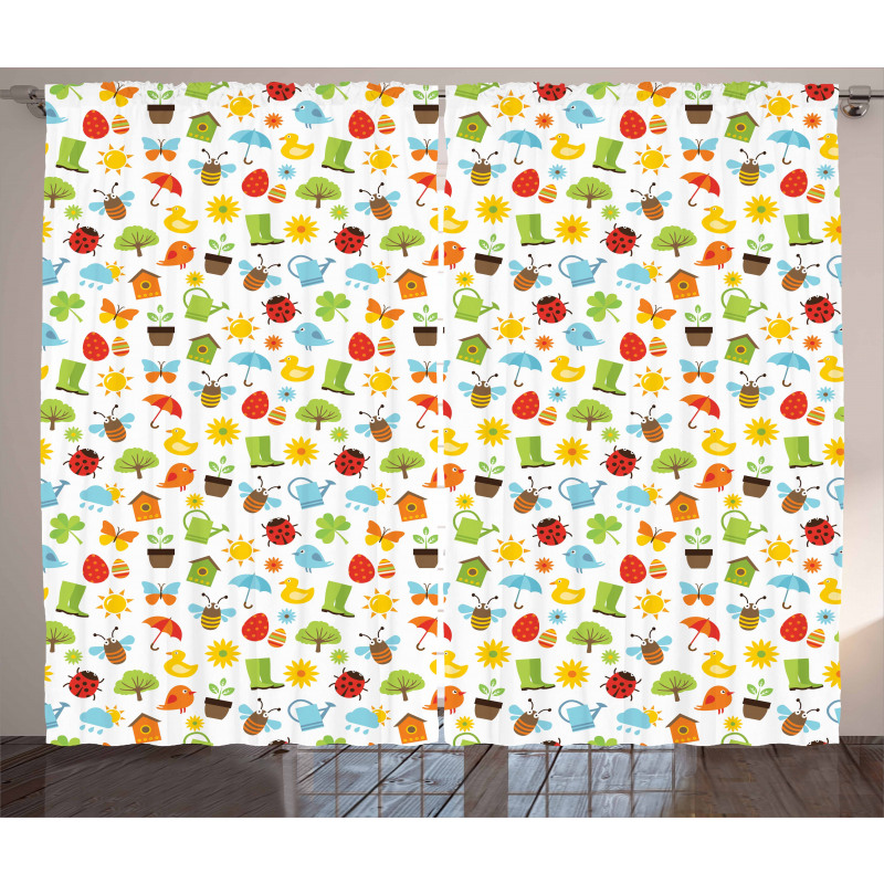 Seasonal Birds and Bees Curtain