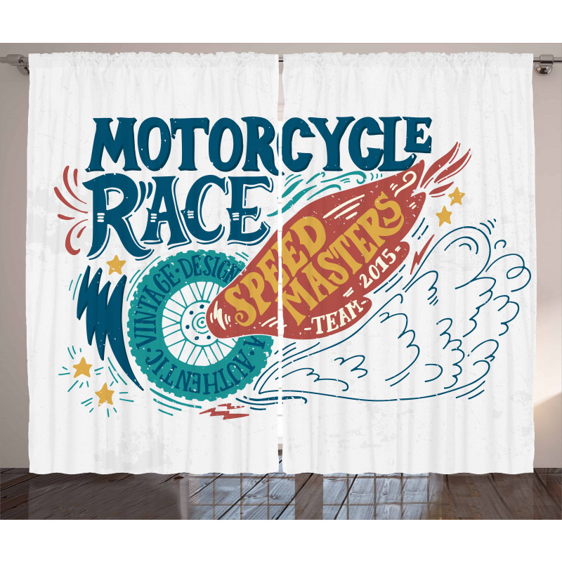 Colorful Tire Words Curtain