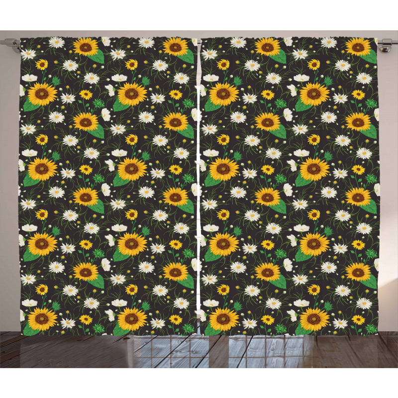 Daisy Buds Sunflower Curtain