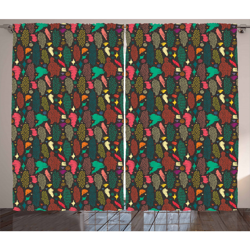 Tribal Shapes Spirals Curtain