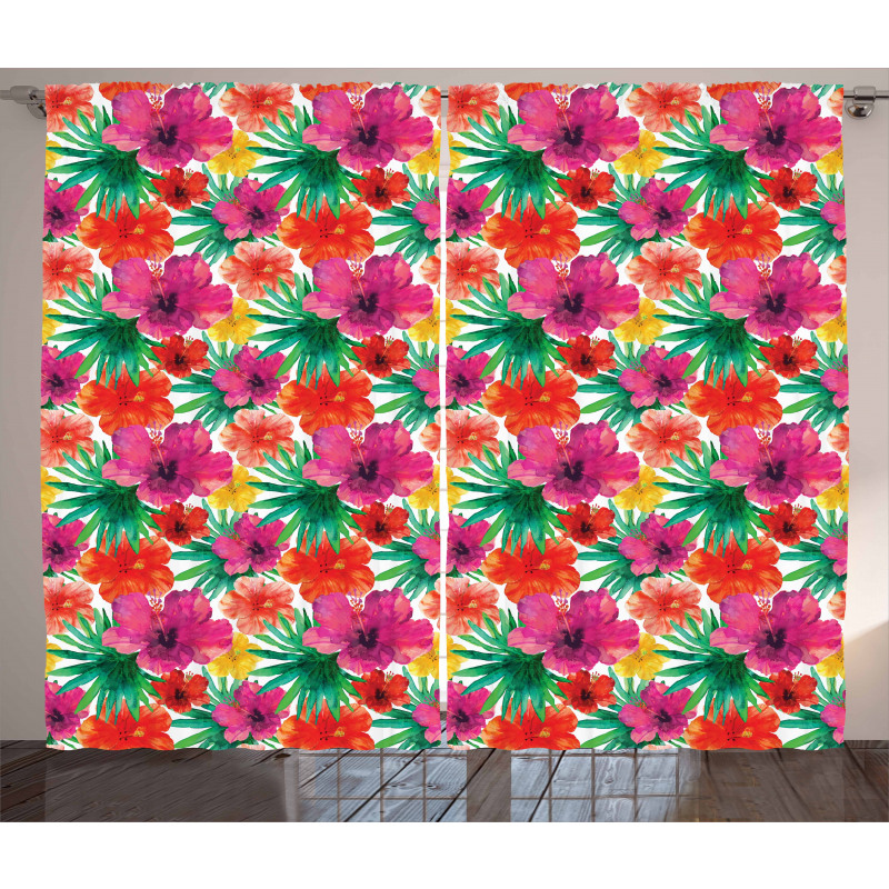 Watercolor Hibiscus Curtain