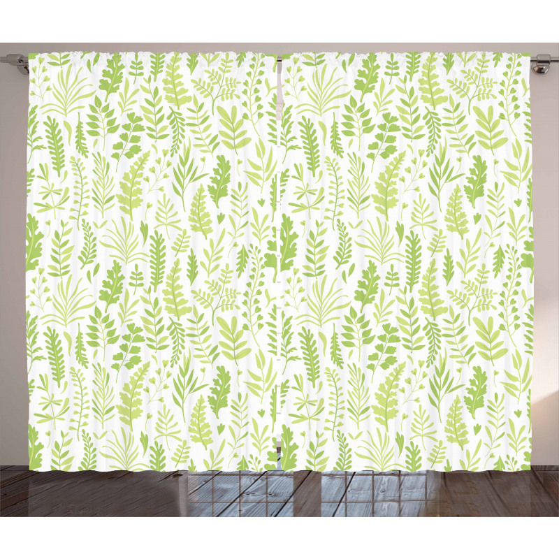 Foliage Pattern Green Shades Curtain