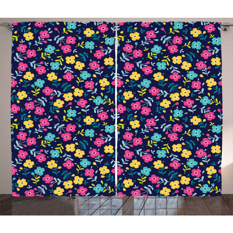 Colorful Summer Blossoms Curtain