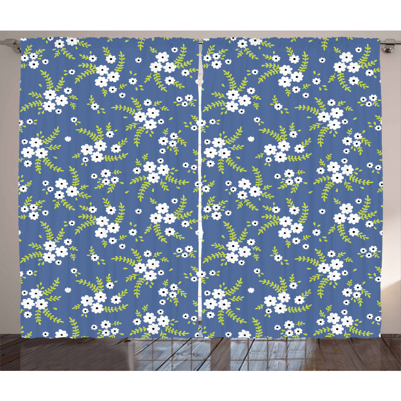 Spring Blooms Field Retro Curtain